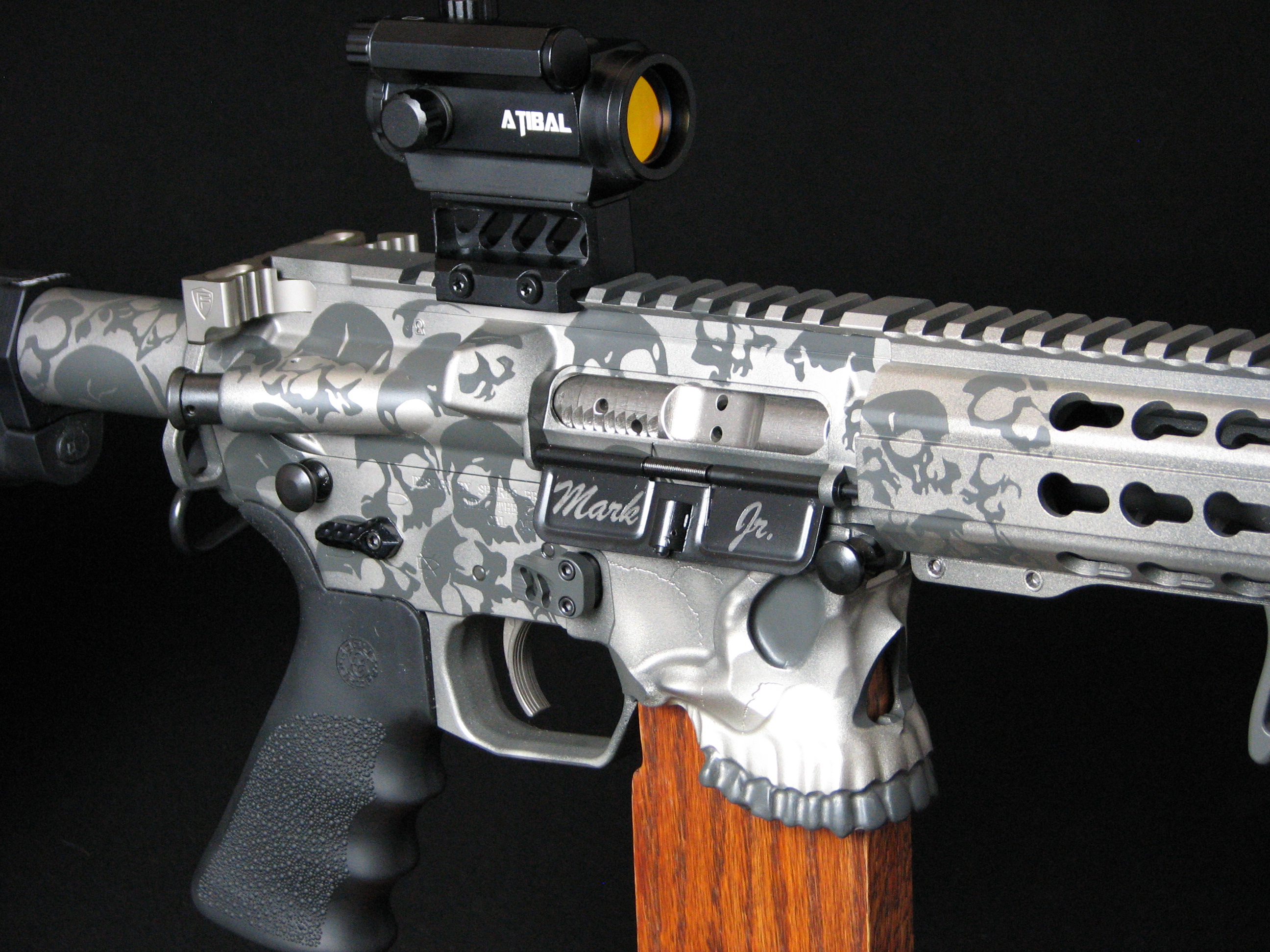 SOLD – Custom Built AR Pistol with Buried in Skulls.